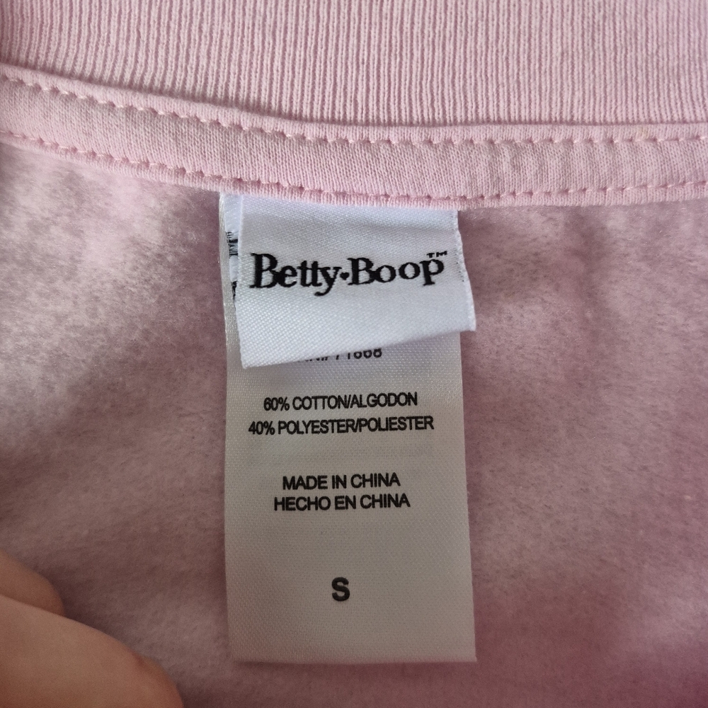 Betty Boop Women's Pink Rhinestone Graphic Crew Sweatshirt Size Small - Picture 3 of 3